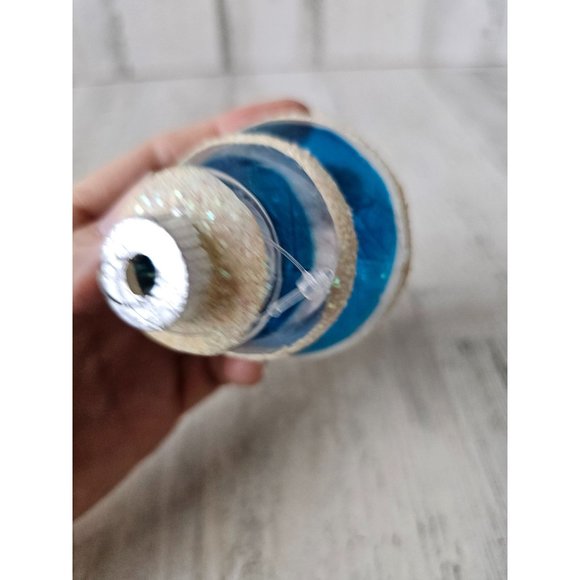 Radko tree tinsel glitter blue vintage ornament glass Xmas tree - Picture 7 of 9